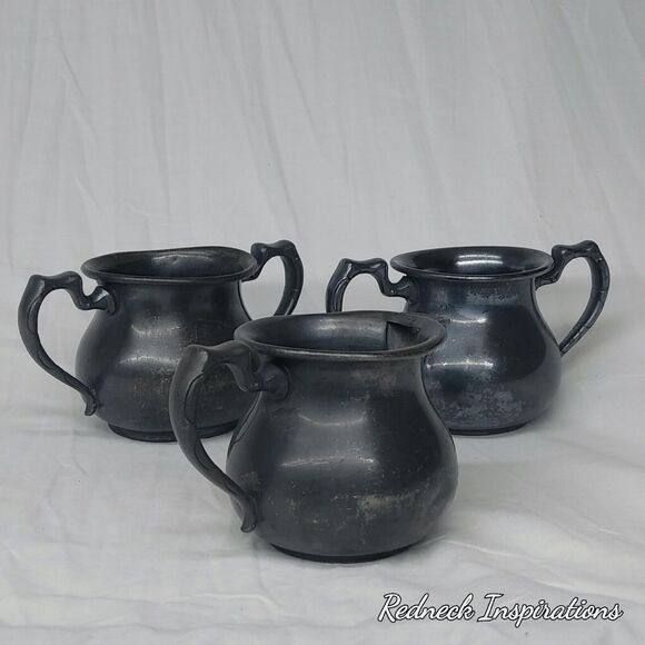 SILVER CO. CREAMER & SUGAR CUP PATTERN #605 - 3 PIECE VINTAGE NEW AMSTERDAM - Picture 2 of 12